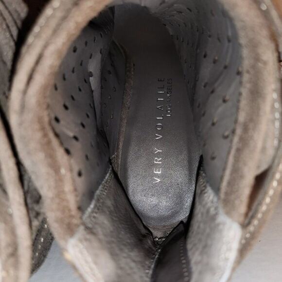 VERY VOLATILE VV Kalio Grey Gray Wrap Around Suede Peep Toe Shoetie Womens 9 - Picture 5 of 11